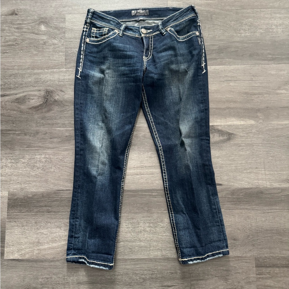 Silver Jean Co. Dark Blue Cropped Denim